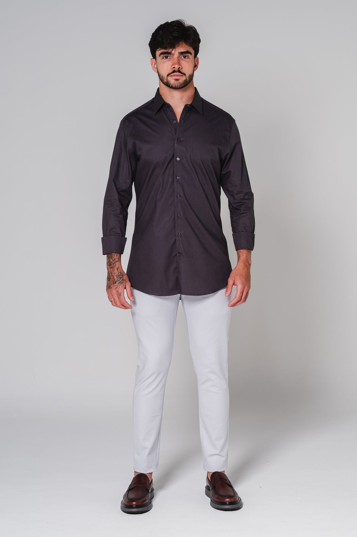 Camisa Social Manga Longa Vittorio Chumbo