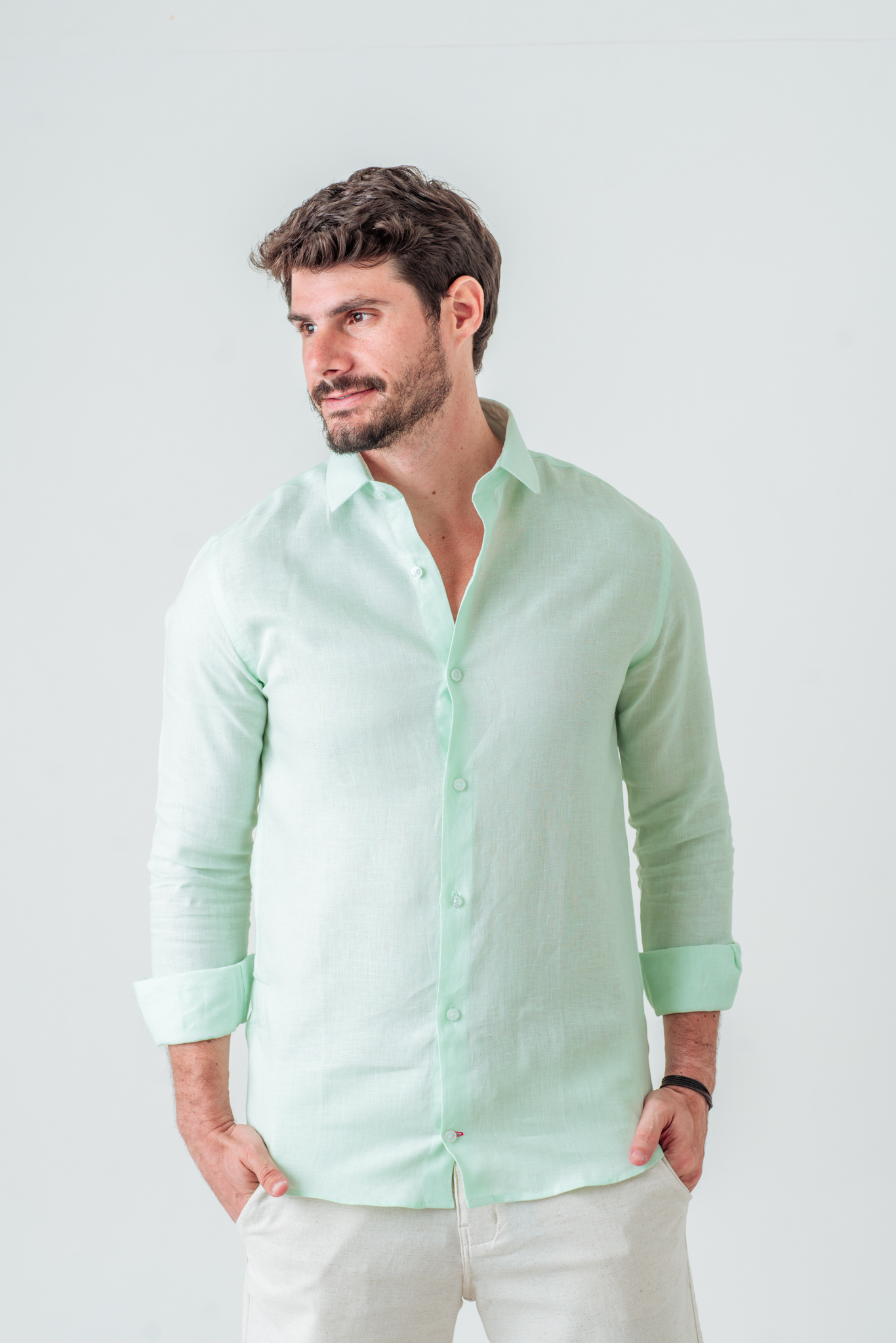 Camisa de Linho Capri Verde Claro - Ciao for Men
