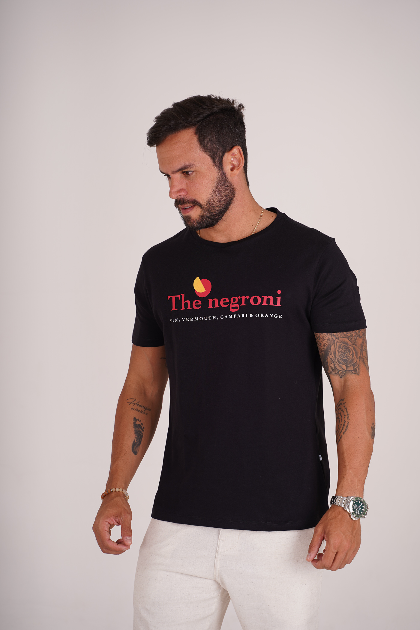 Camiseta Cucina Italiana Negroni Preta - Ciao for Men