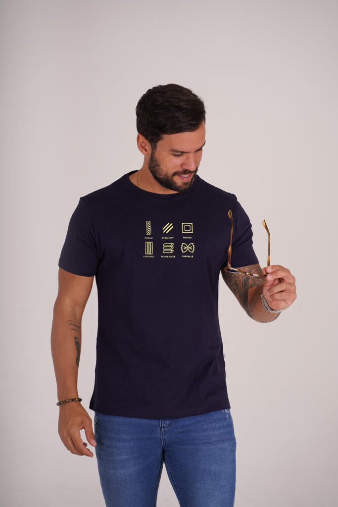 Camiseta Cucina Italiana Massas Azul Marinho - Ciao for Men