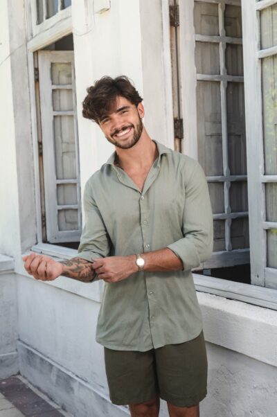Camisa de Linho St. Tropez Verde Claro Manga Longa