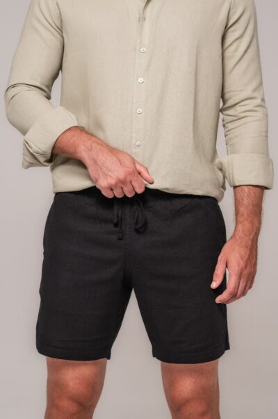 Short De Linho St. Barth Preto