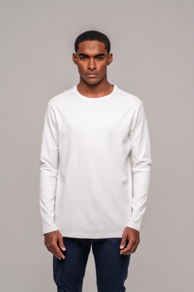 Camiseta Pima Off White Manga Longa