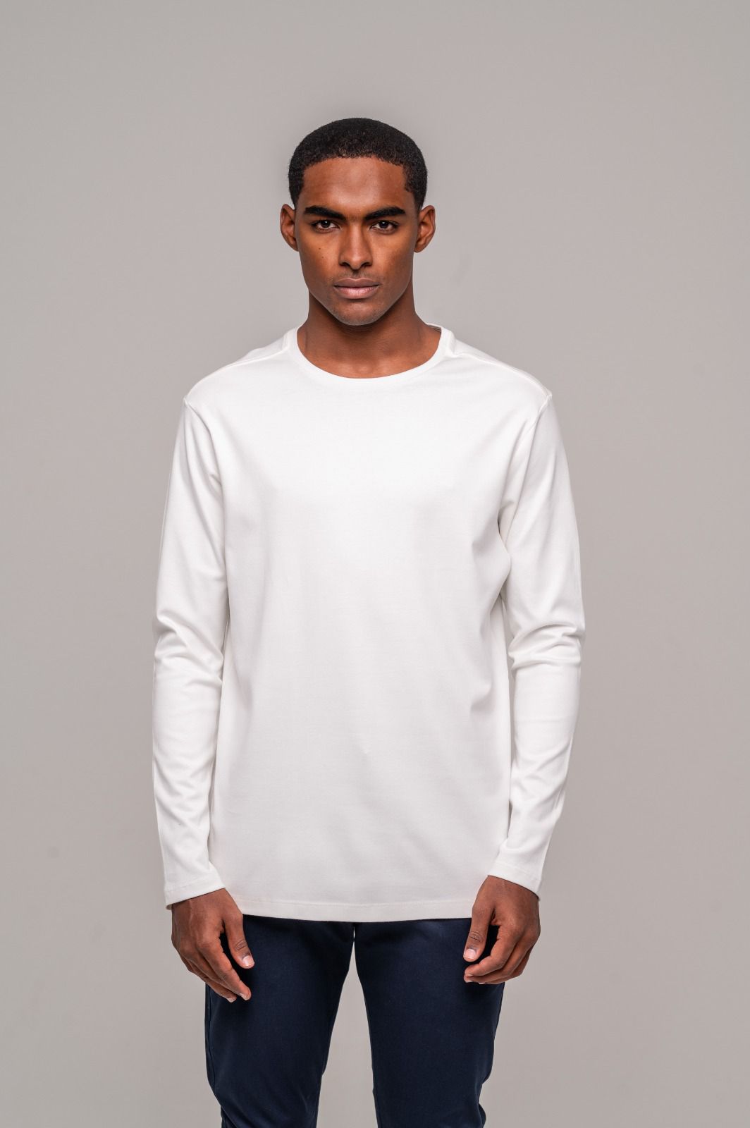 Camiseta Pima Off White Manga Longa