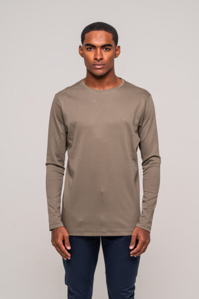 Camiseta Pima Verde Marfim Manga Longa