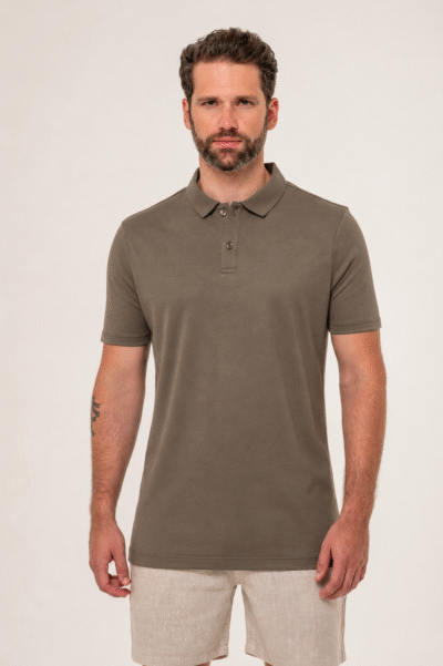 Camisa Polo Lyon Pima Supreme Verde Marfim
