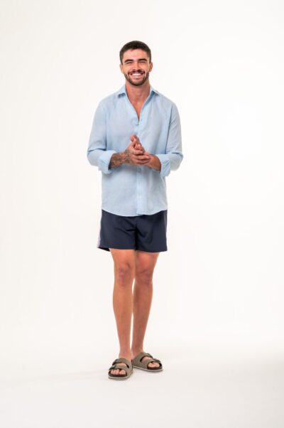 Camisa de Linho Capri Irlandês Azul Claro - Imagem 5