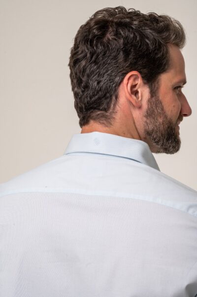 Camisa Vittorio Fio Egípcio Azul Céu - Imagem 4