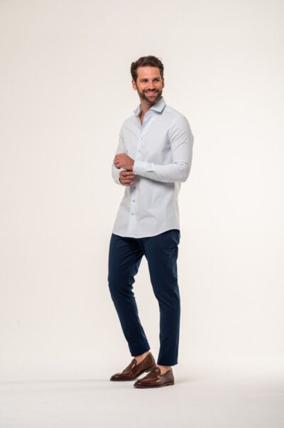 Camisa Vittorio Fio Egípcio Azul Céu - Imagem 5