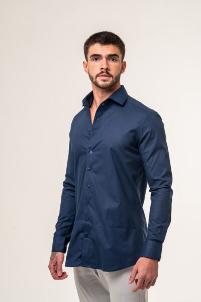 Camisa Vittorio Fio Egípcio Azul Marinho