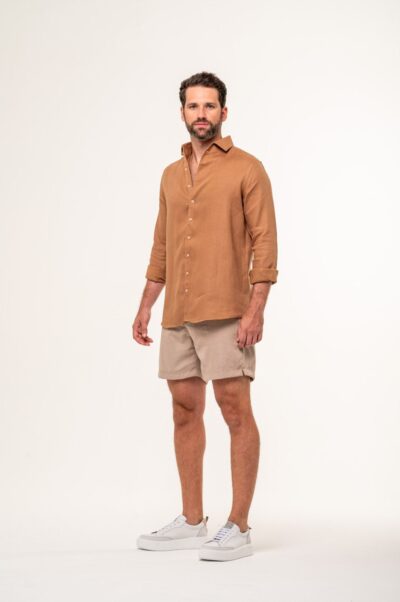 Camisa de Linho Capri Irlandês Caramelo - Imagem 4