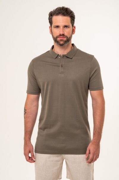 Camisa Polo Lyon Pima Supreme Verde Marfim