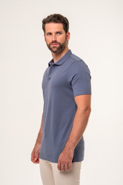 Camisa Polo Lyon Pima Supreme Azul Jeans - Imagem 3