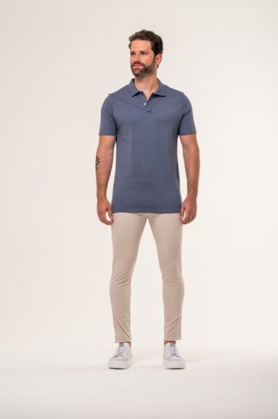 Camisa Polo Lyon Pima Supreme Azul Jeans - Imagem 4