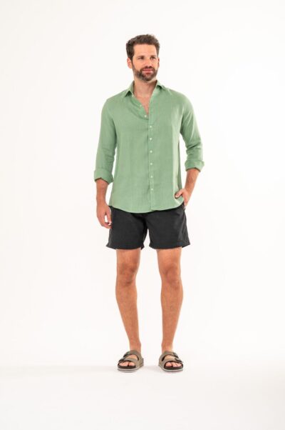 Camisa de Linho Capri Irlandês Verde - Imagem 4