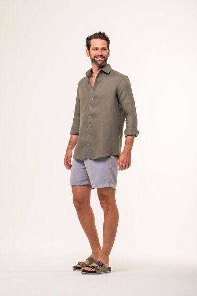Camisa de Linho Capri Irlandês Verde Musgo - Imagem 4