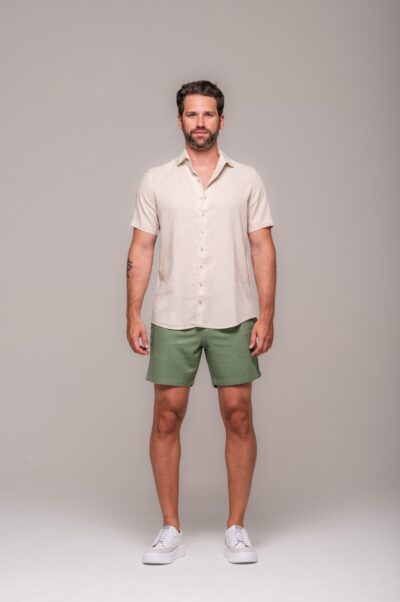 Camisa de Linho St. Tropez Natural Manga Curta - Imagem 6
