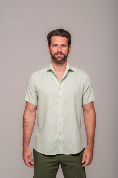 Camisa de Linho St. Tropez Verde Claro Manga Curta