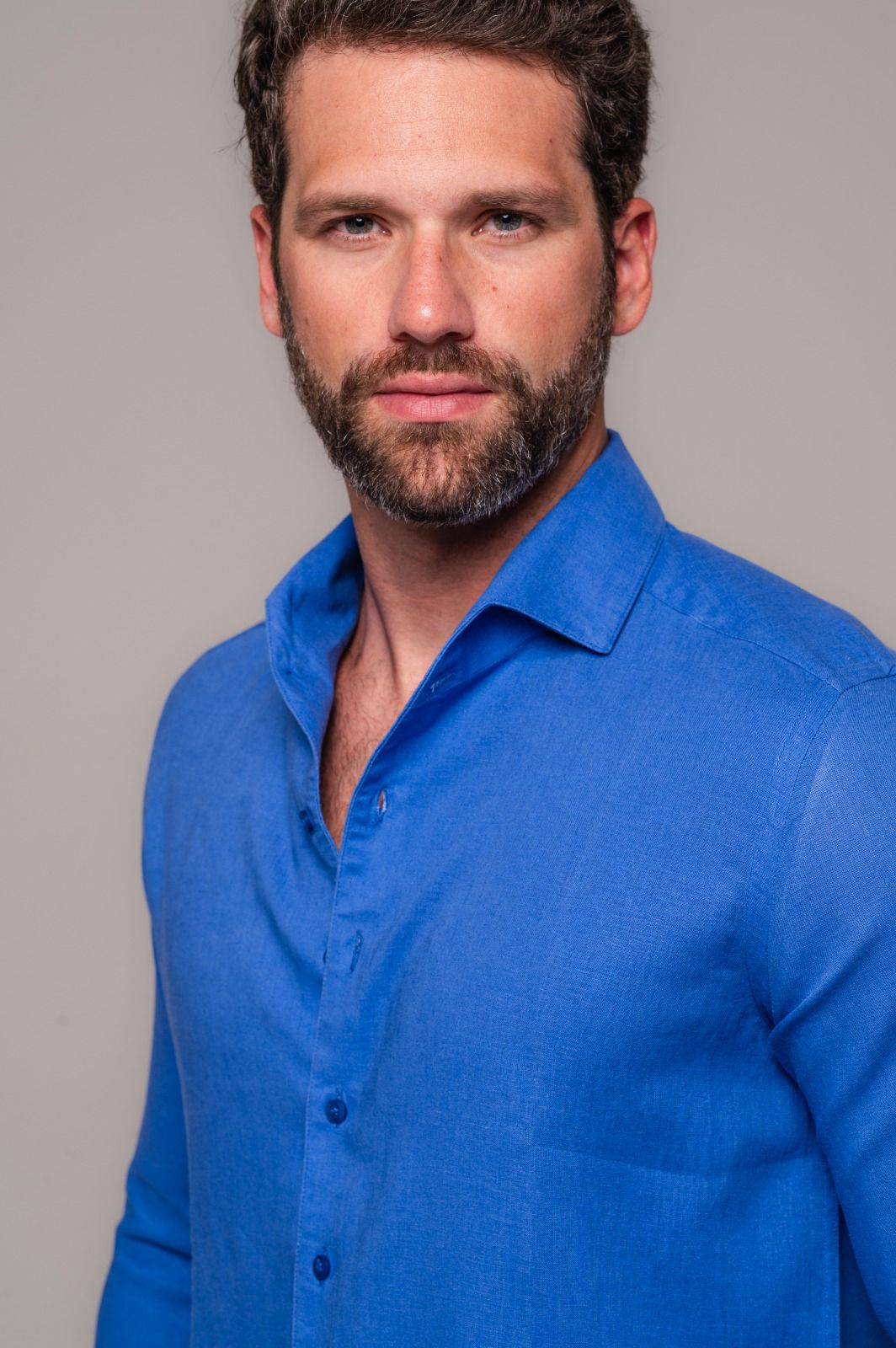 Camisa de Linho St. Tropez Azul Royal Manga Longa - Imagem 2