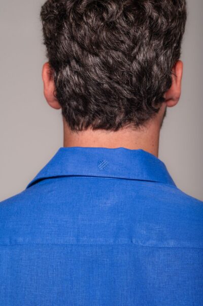 Camisa de Linho St. Tropez Azul Royal Curta - Imagem 3