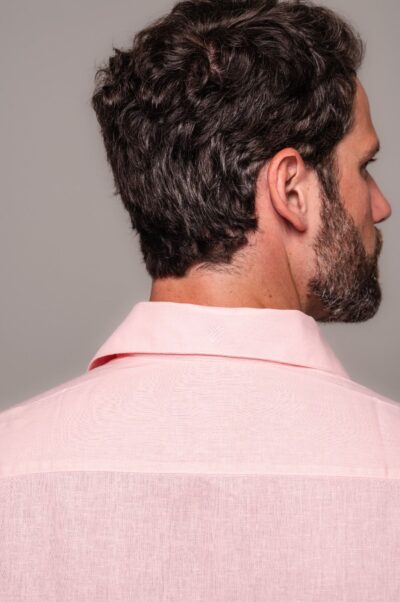 Camisa de Linho St. Tropez Rosa Claro Manga Longa - Imagem 3