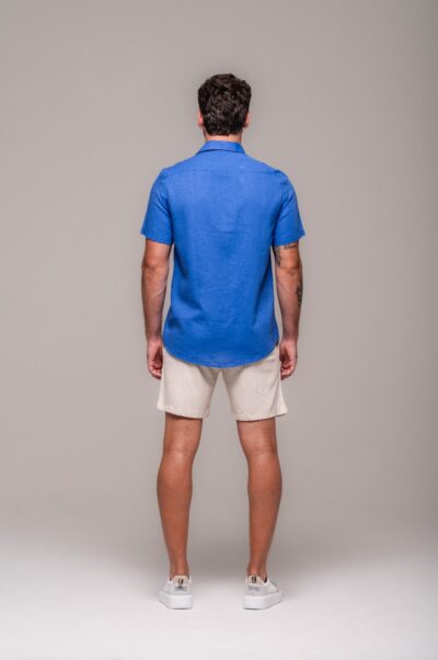 Camisa de Linho St. Tropez Azul Royal Curta - Imagem 5
