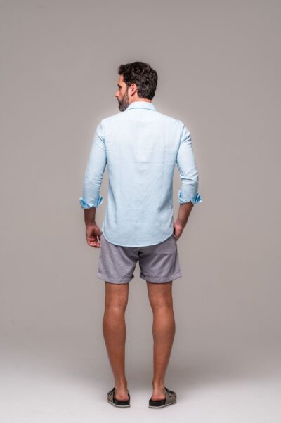 Camisa de Linho St. Tropez Azul Claro Manga Longa - Imagem 3