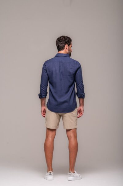 Camisa de Linho St. Tropez Azul Marinho Manga Longa - Imagem 5