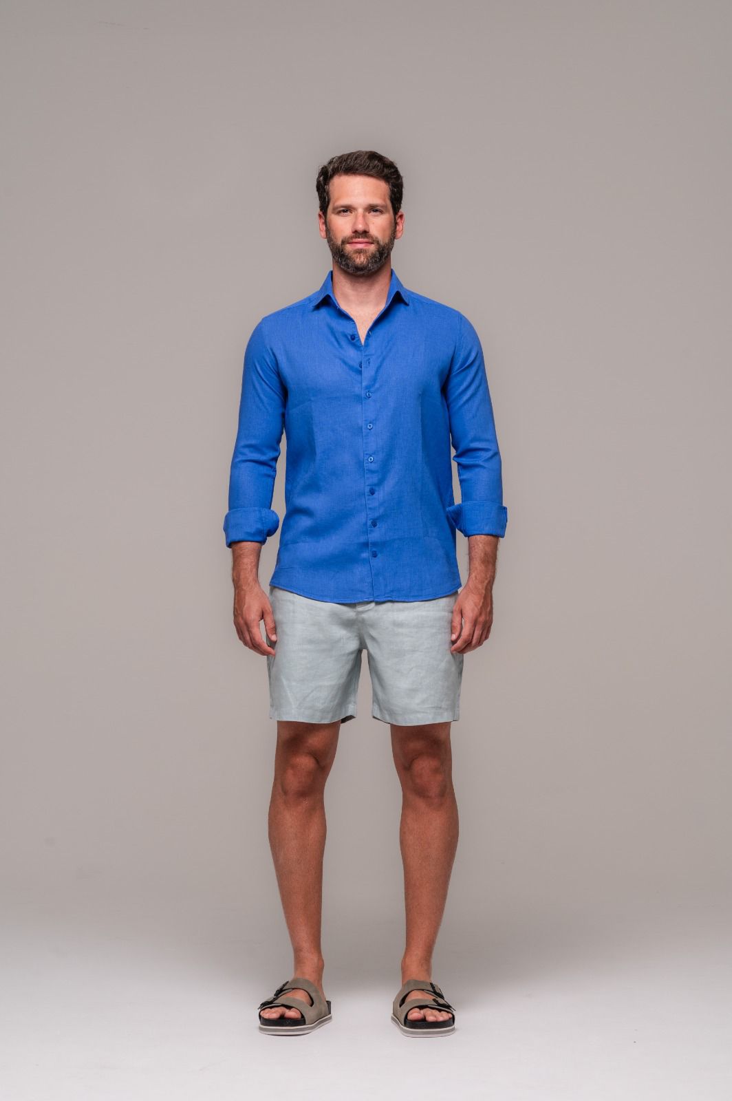 Camisa de Linho St. Tropez Azul Royal Manga Longa - Imagem 5