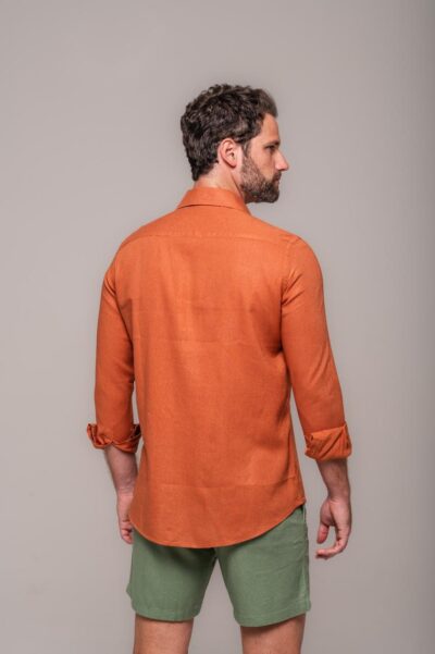 Camisa de Linho St. Tropez Trufa Manga Longa - Imagem 5