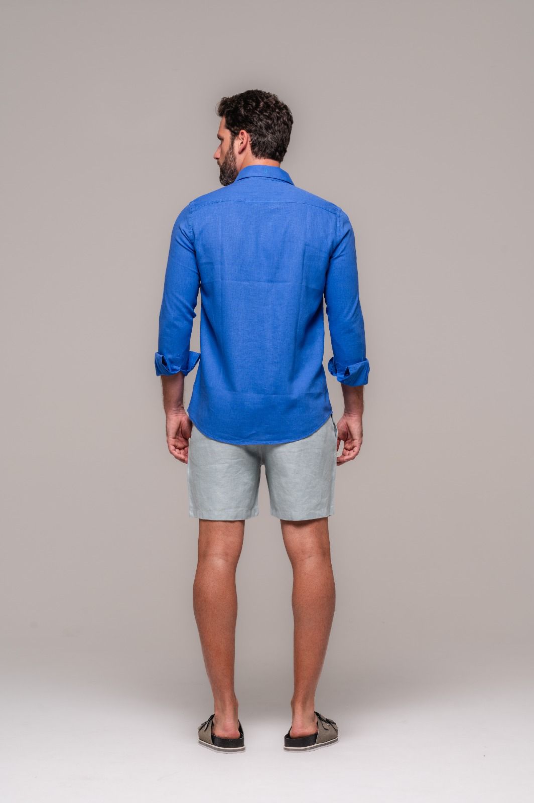 Camisa de Linho St. Tropez Azul Royal Manga Longa - Imagem 4