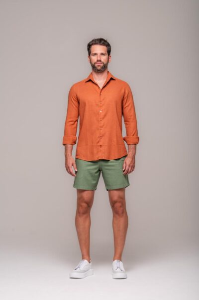 Camisa de Linho St. Tropez Trufa Manga Longa - Imagem 6
