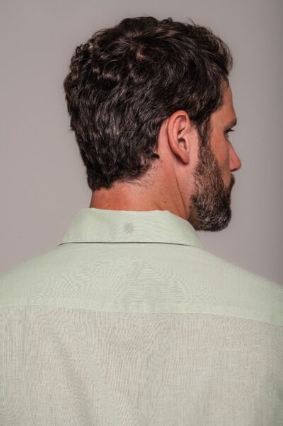 Camisa de Linho St. Tropez Verde Claro Manga Longa - Imagem 3