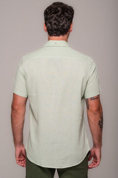 Camisa de Linho St. Tropez Verde Claro Manga Curta - Imagem 5