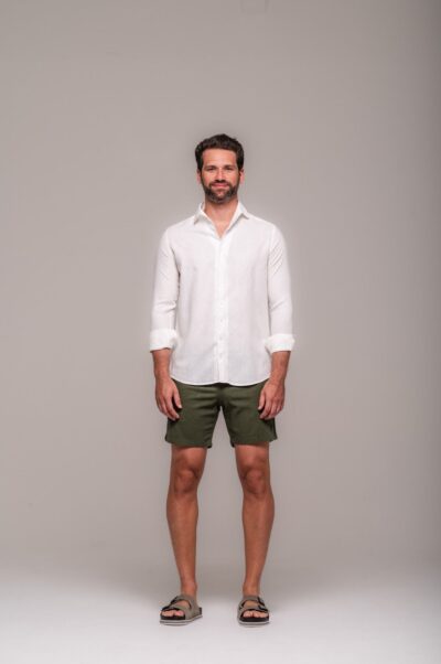 Camisa de Linho St. Tropez Off White Manga Longa - Imagem 5