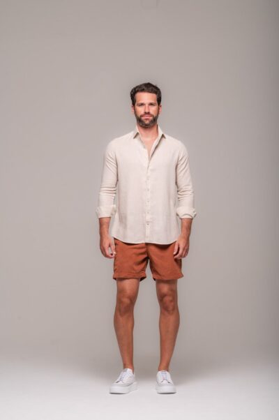 Camisa de Linho St. Tropez Natural Manga Longa - Imagem 5