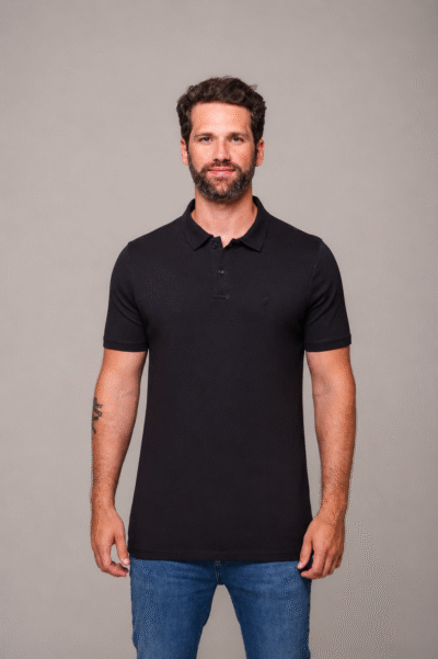 Camisa Polo Lyon Gold Preta