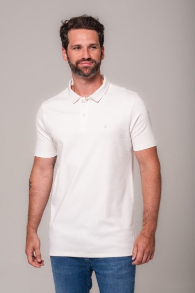 Camisa Polo Lyon Gold Off White