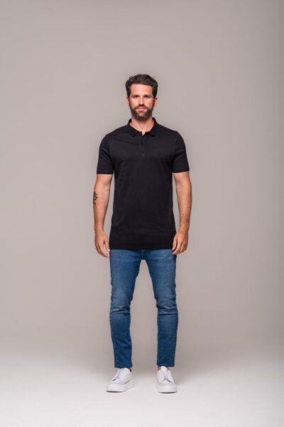 Camisa Polo Lyon Gold Preta - Imagem 4
