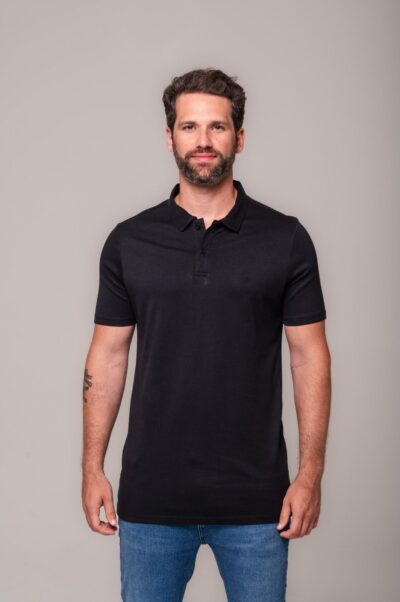 Camisa Polo Lyon Gold Preta