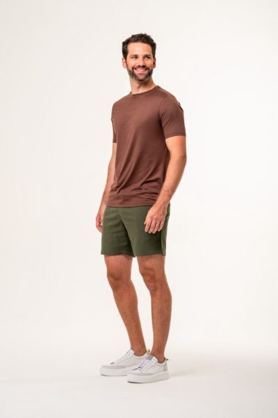 Short de Linho St Barth Verde Oliva - Imagem 4