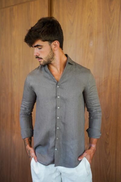 Camisa de Linho Irlandês Cinza