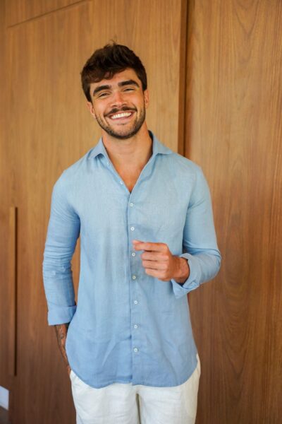 Camisa de Linho Irlandês Azul Claro
