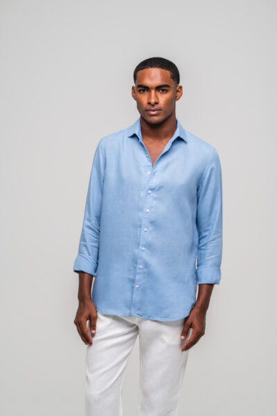 Camisa de Linho Irlandês Azul Jeans