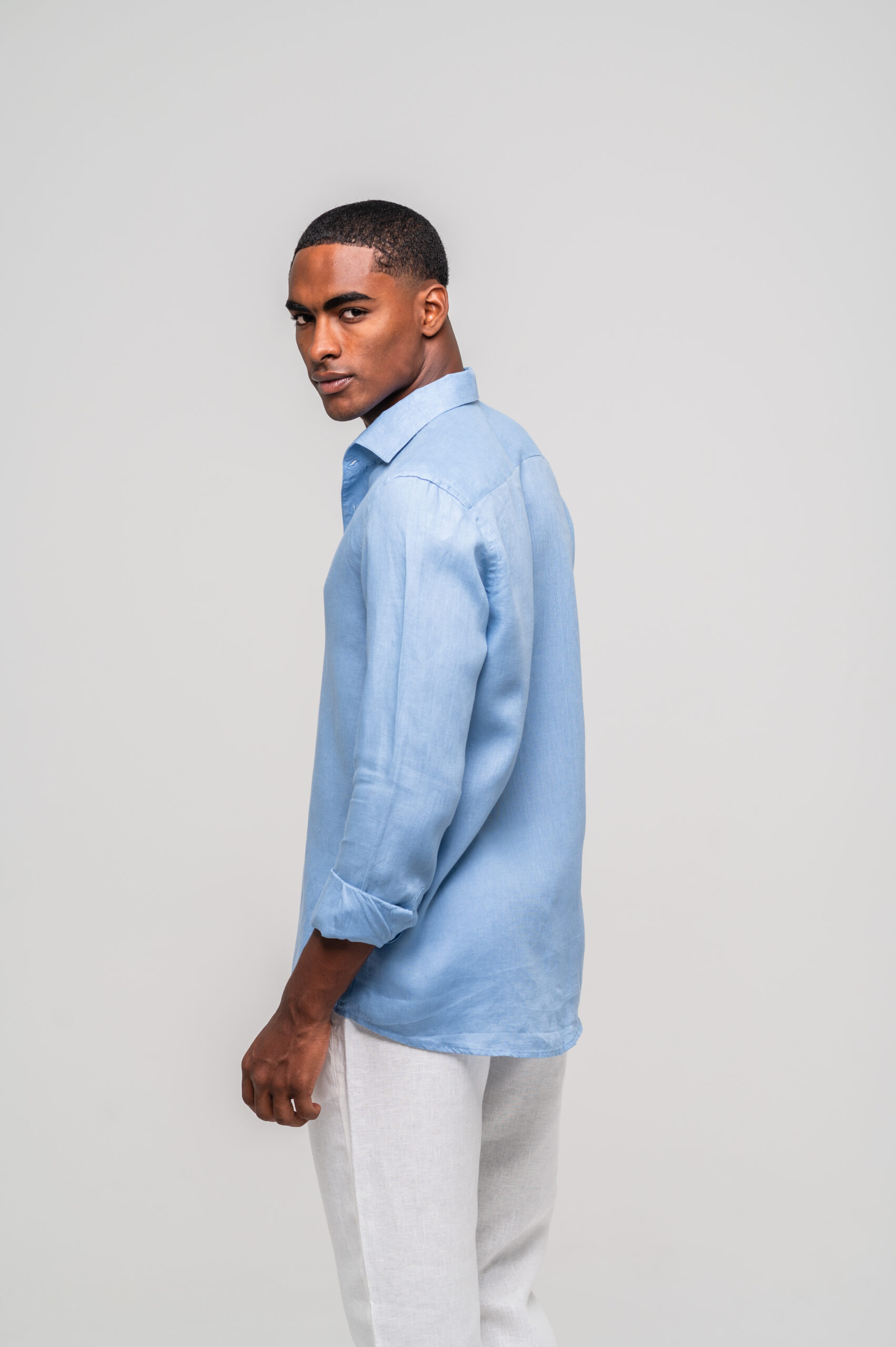 Camisa de Linho Irlandês Azul Jeans - Imagem 2