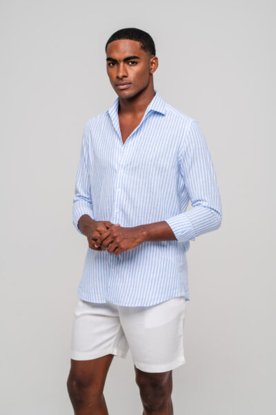 Camisa Positano Manga Longa Listrado Azul