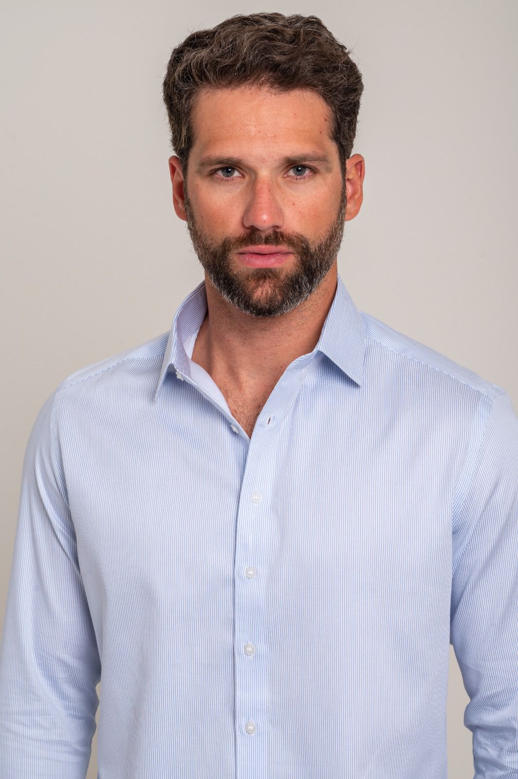 Camisa Social Matteo Listrada Azul Médio - Imagem 3