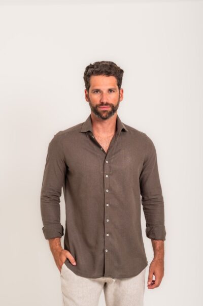 Camisa Positano Manga Longa Verde Musgo