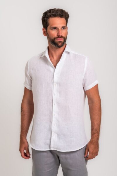 Camisa Capri Linho Irlandês Manga Curta Branco