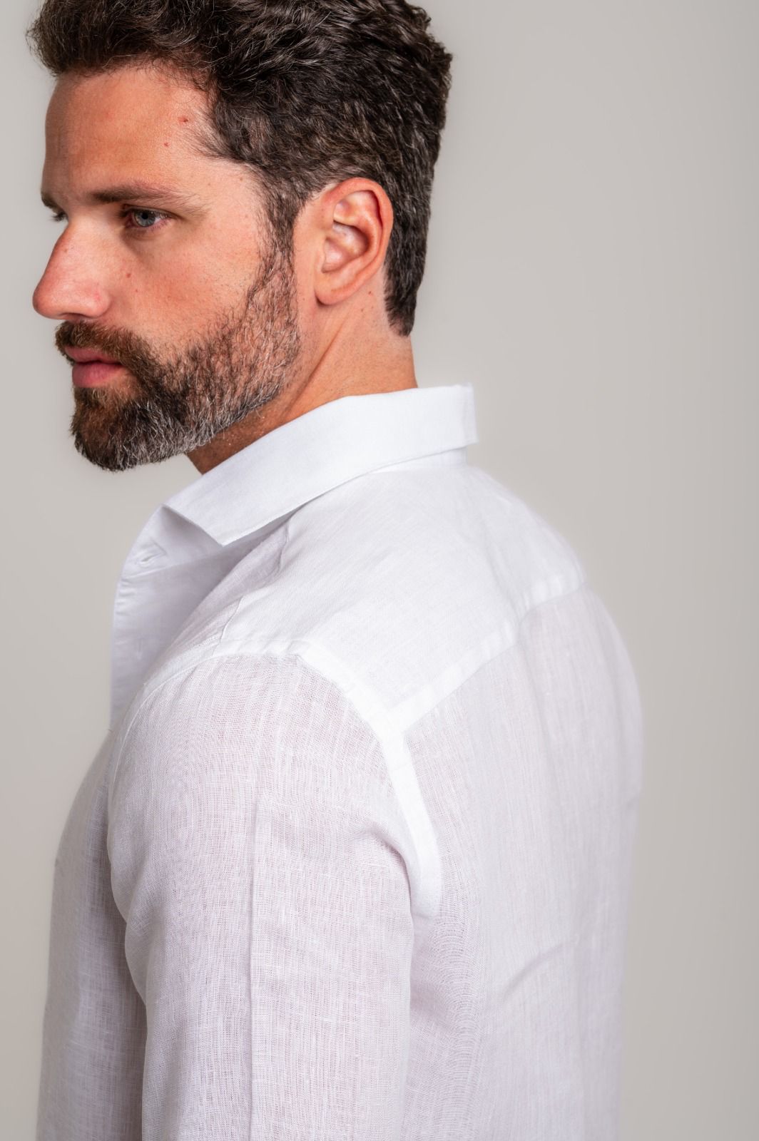 Camisa de Linho Irlandês Branco - Imagem 3